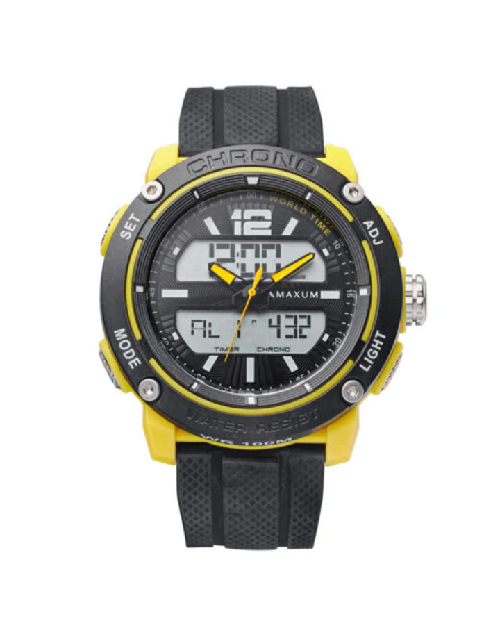 Maxum Conquest Digital Yellow/Black Mens Watch - X2213G1