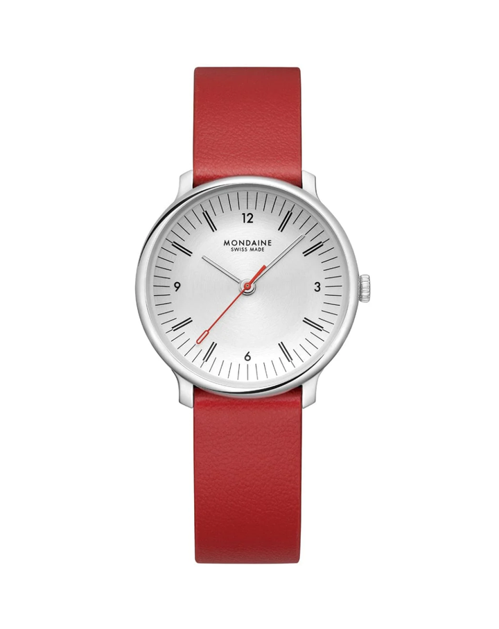 Mondaine Doppio Red Vegan Leather Ladies Watch - MLE.33110.LCV