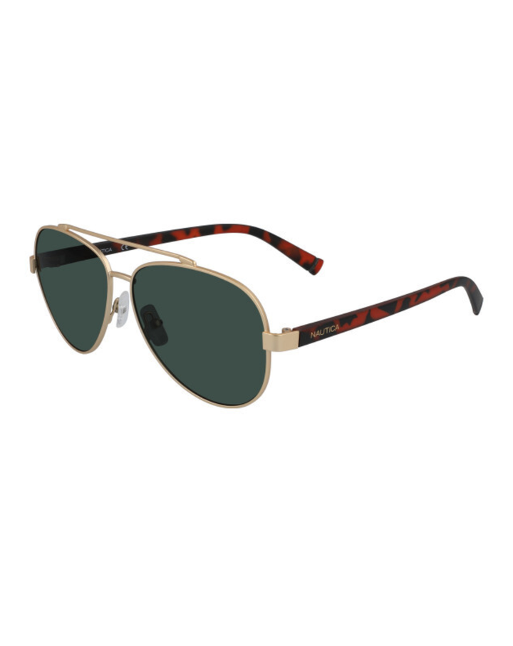 Nautica Mens Matte Gold Pilot Style Sunglasses - N4652SP.712.58/13