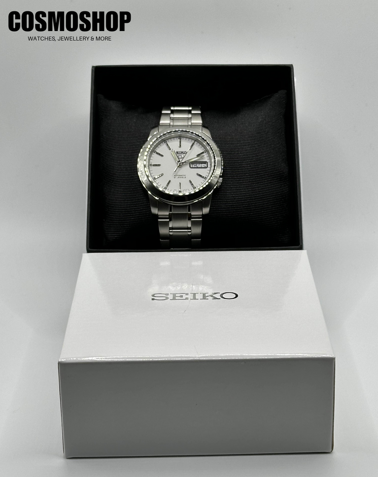 Seiko 5 Automatic Unisex White Dial Watch - SNKE49K1