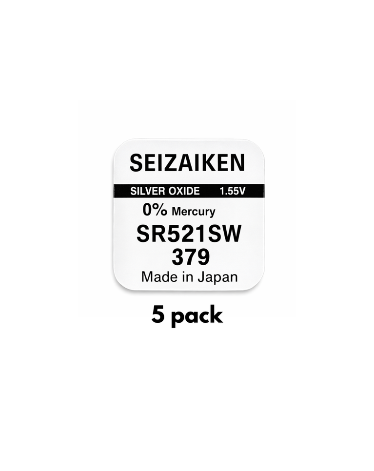 Seiko Seizaiken Japanese Watch Battery - SR521SW (5 Pack)