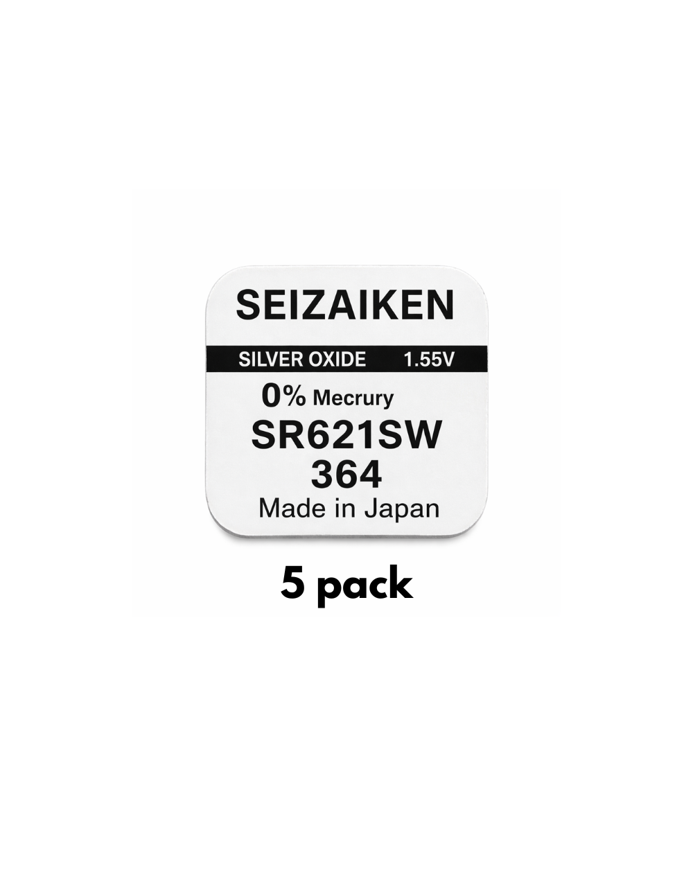 Seiko Seizaiken Japanese Watch Battery - SR621SW (5 Pack)