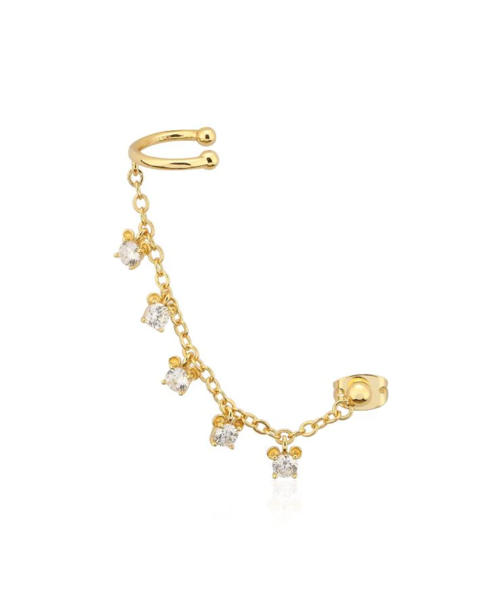 Disney "Mickey Mouse Chain Cuff" Gold-Plated Sterling Silver Earring – SSDE094