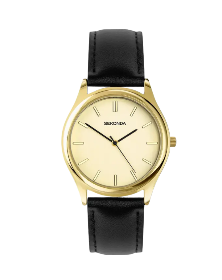 Sekonda Evans Gold Leather Strap Mens Watch - 30253