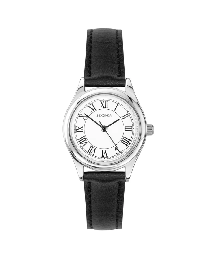 Sekonda Evans Womens Watch White Dial Black Leather - SK40715