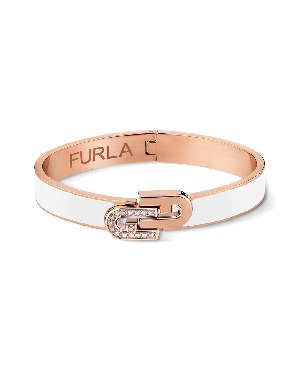 Furla Jewellery White Enamel Rose Gold Bangle - FJ0123BTL