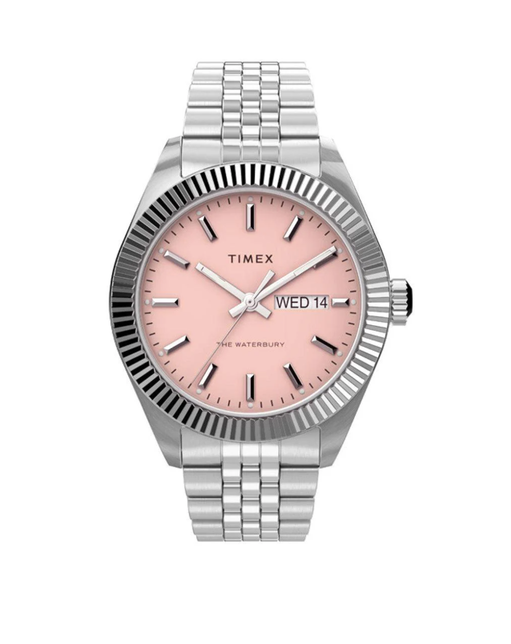 TimeX Salmon Dial Unisex Fluted Bezel Watch - TW2V17800