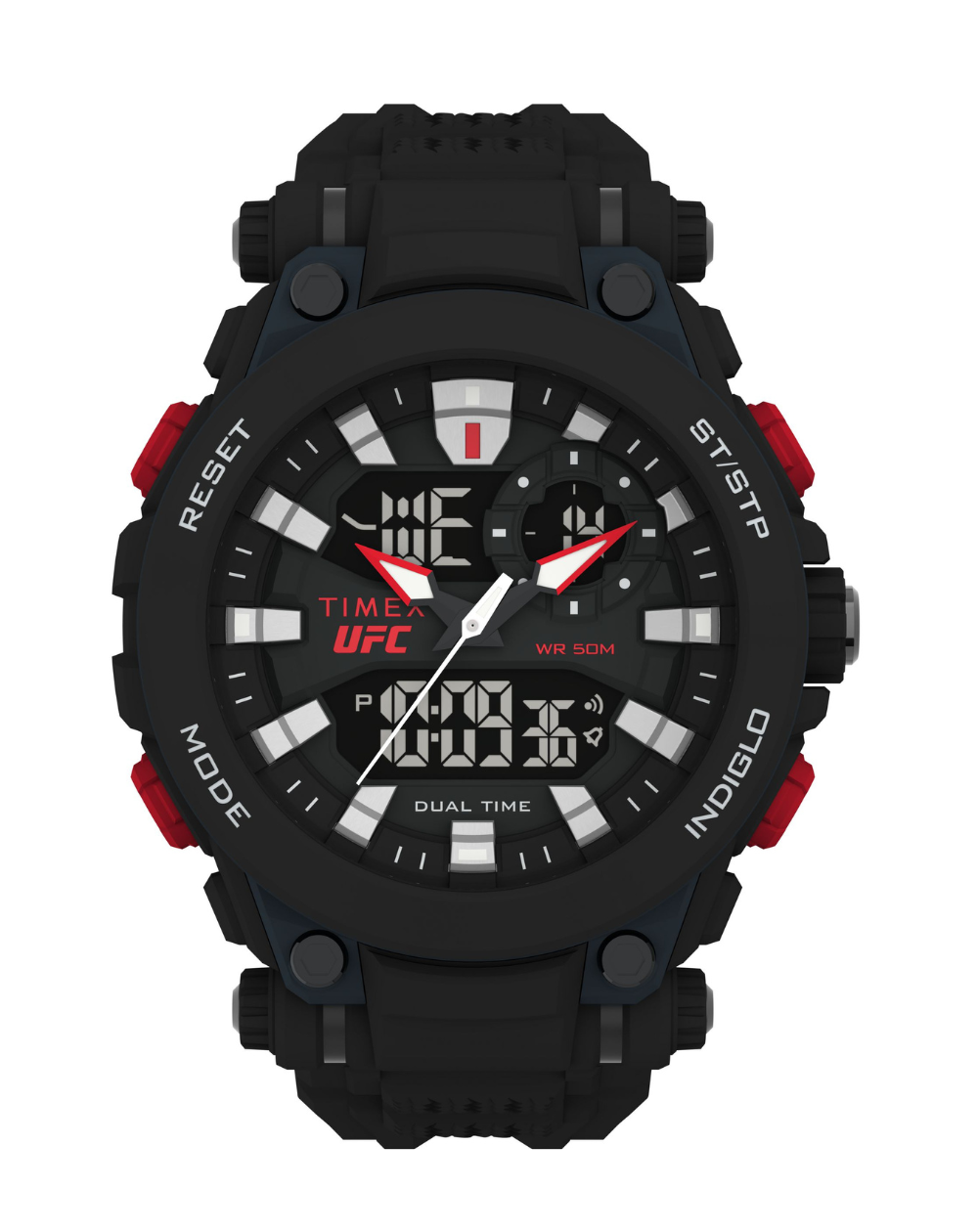 Timex Ufc Digital Impact Black/Red Silicone Unisex Watch - TW5M52800