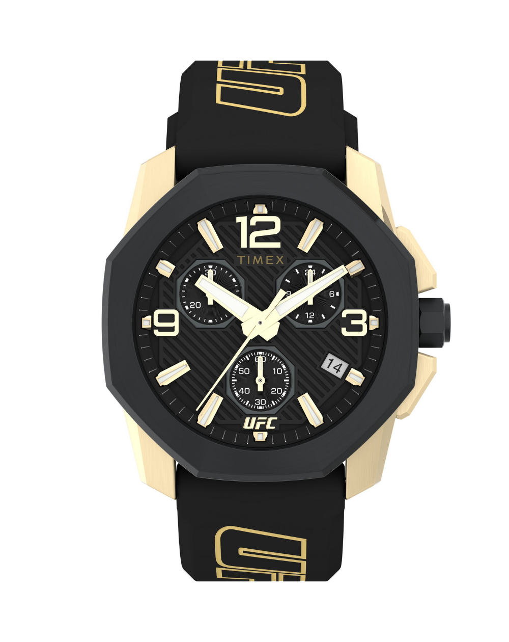 Timex Ufc Icon Chrono Gold/Black Silicone Gents Watch - TW2V58500