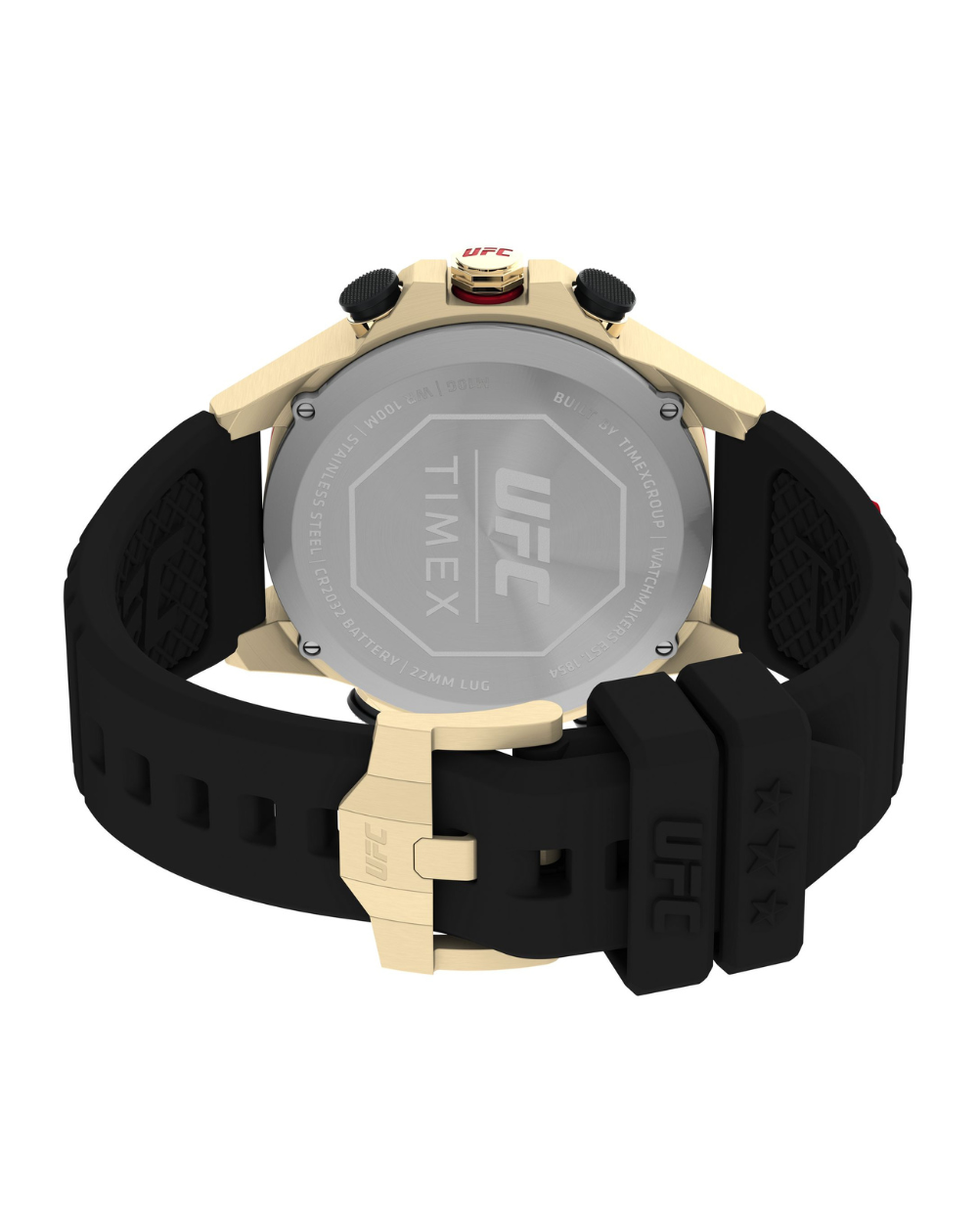 Timex Ufc Kick Gold/Black Silicone Chronograph Gents Watch - TW2V86600