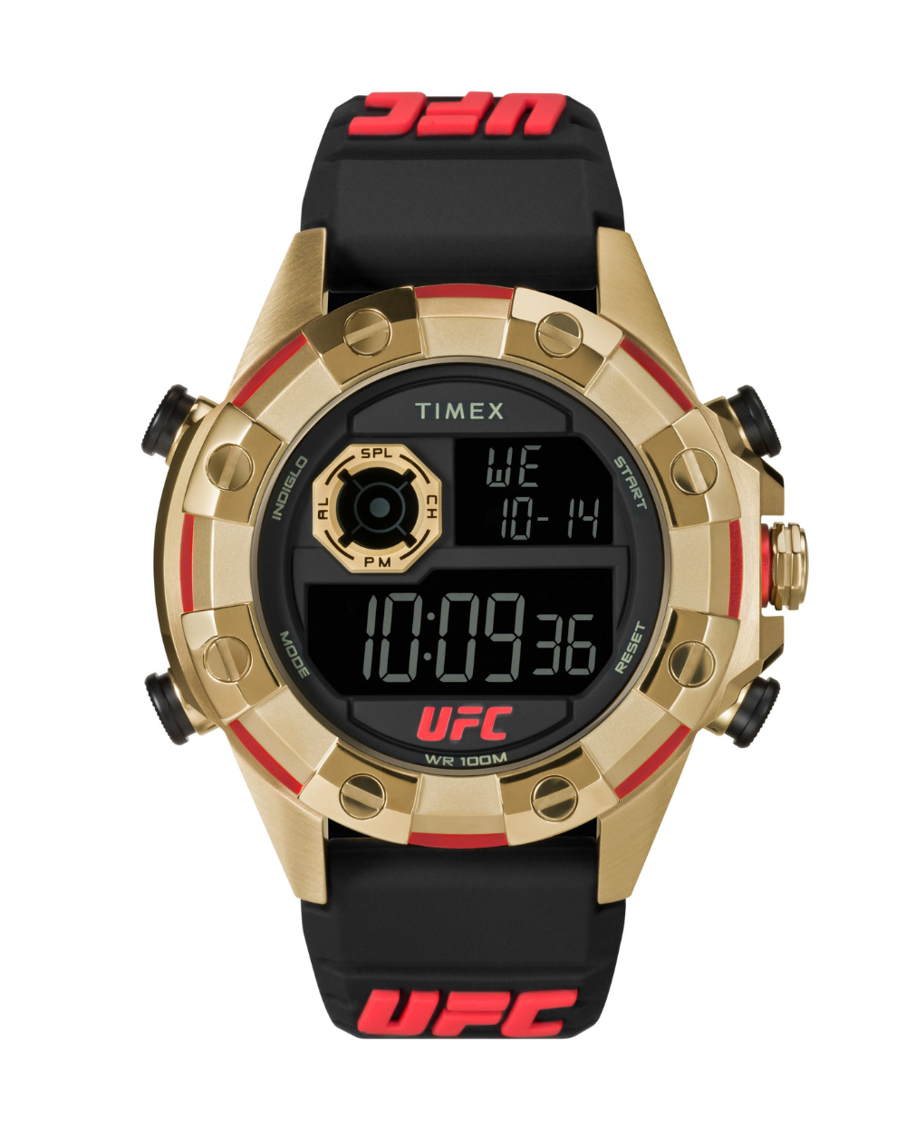 Timex Ufc Kick Gold/Black Silicone Chronograph Gents Watch - TW2V86600