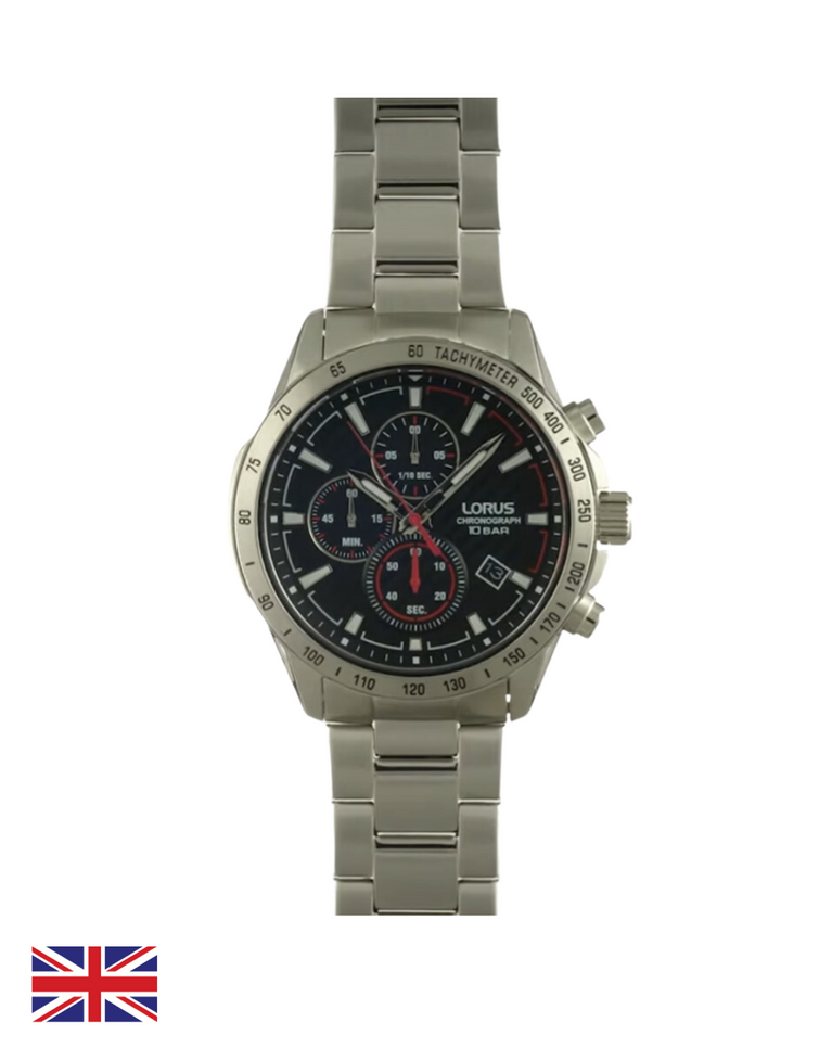 Lorus Men's Chronograph Watch, Black Dial RM391HX9